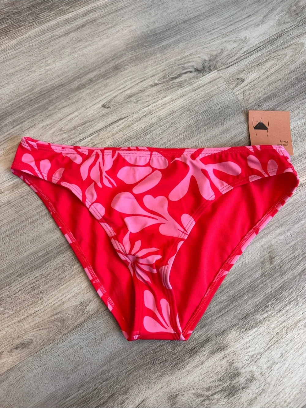 Shade & Shore Pink Floral Low Rise Cheeky Bikini Bottom M